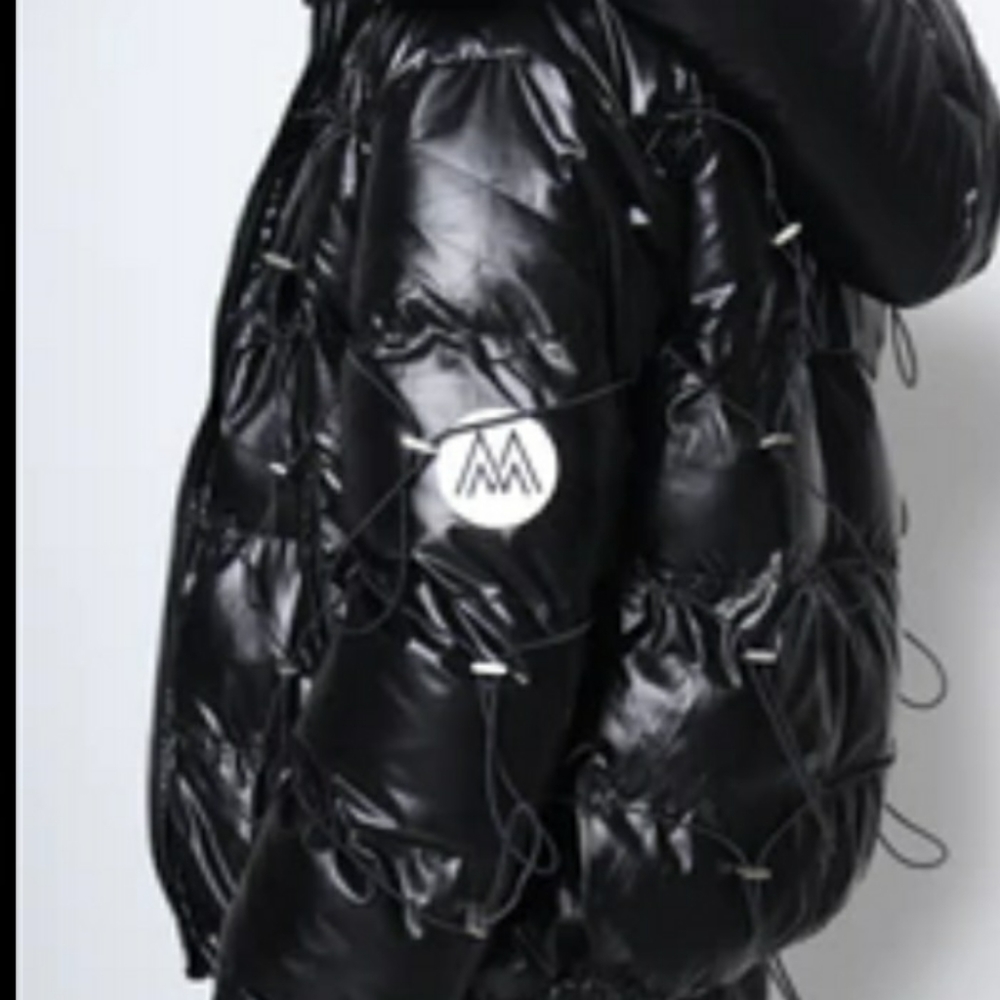 KASH KOUTURE PUFFER COAT BLACK REVERSIBLE AND DETACHABLE HOOD 4 POCKETS SIZE S